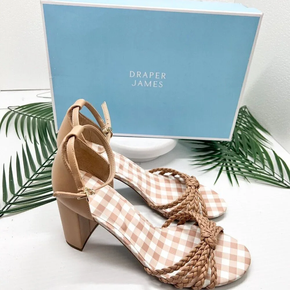 Draper James Elisa Tan Braided Open Toe Ankle Strap Dress Sandals Size 10 NWB